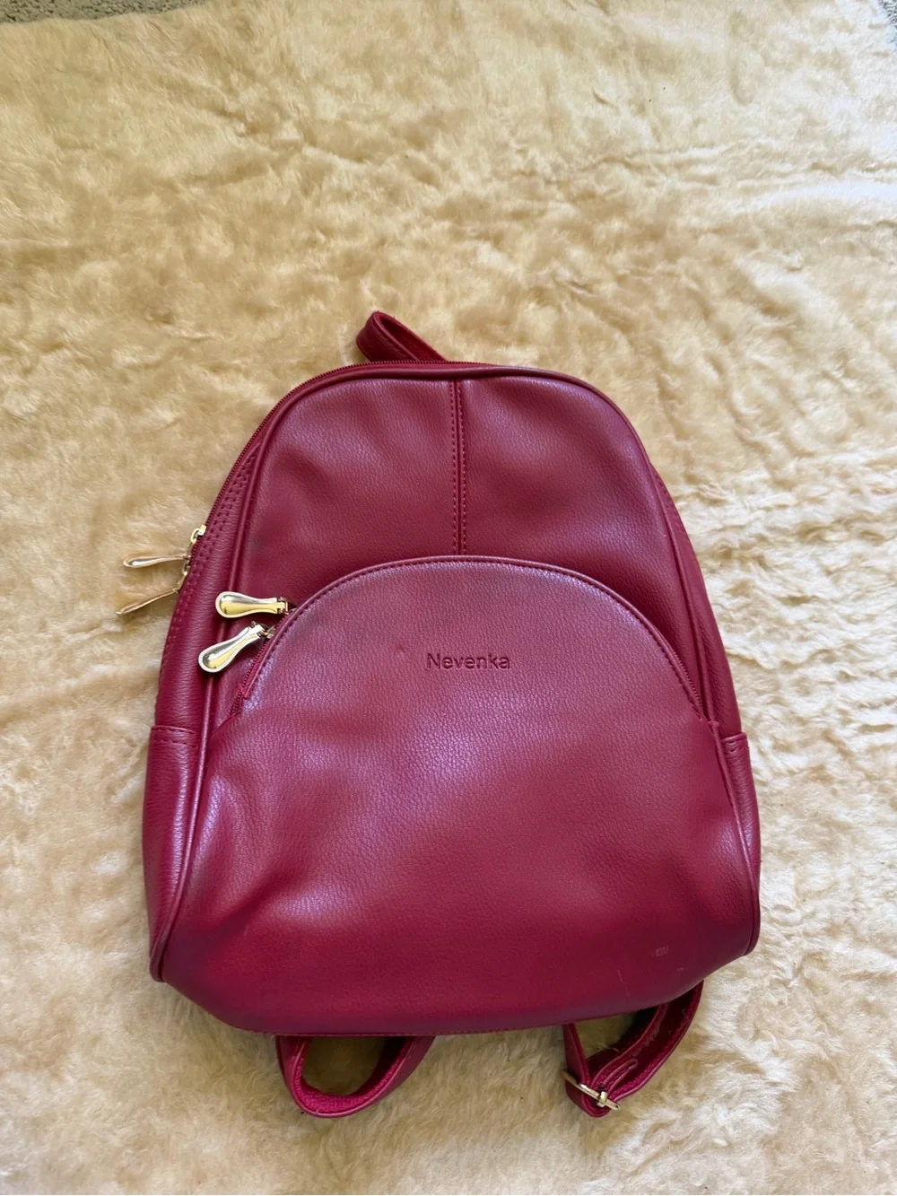 Nevenka Women's Red Mini Leather Backpack